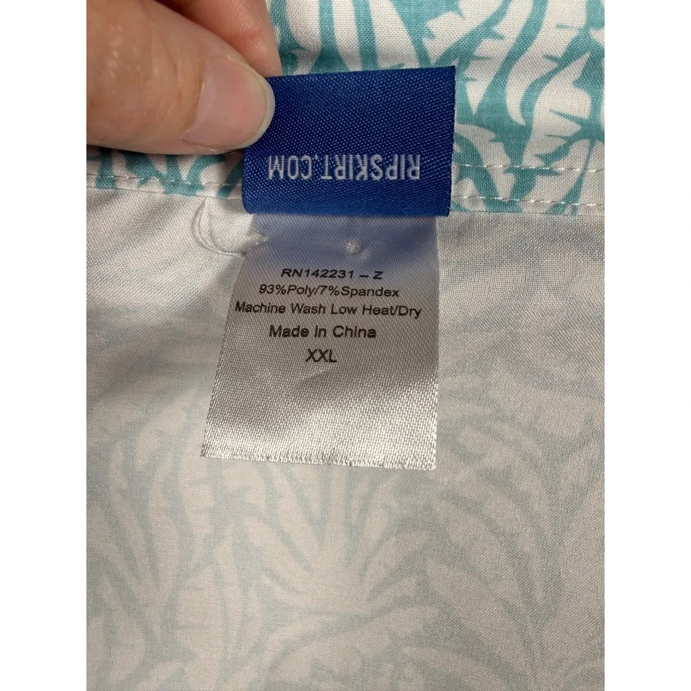 RipSkirt Hawaii Length 2 Wrap Skirt XXL Teal White Tropical Palm Leaf Print